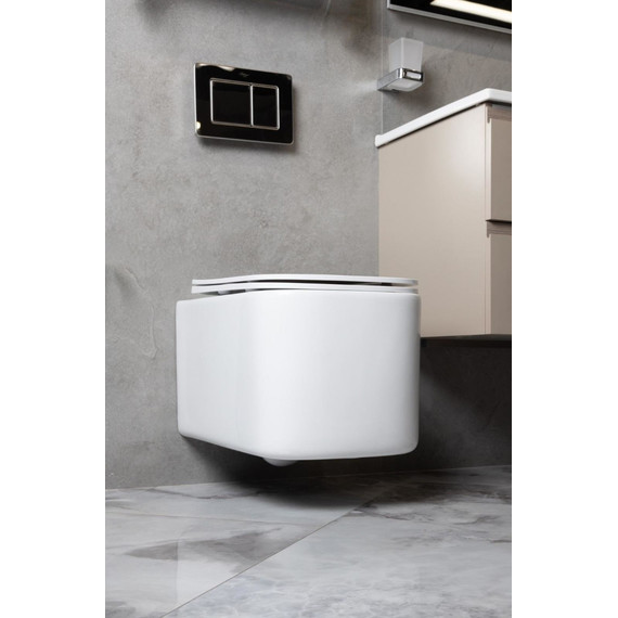 Унитаз подвесной безободковый Boheme Mane 970-SET-W с крышкой микролифт, Цвет производителя: белый - фото 3