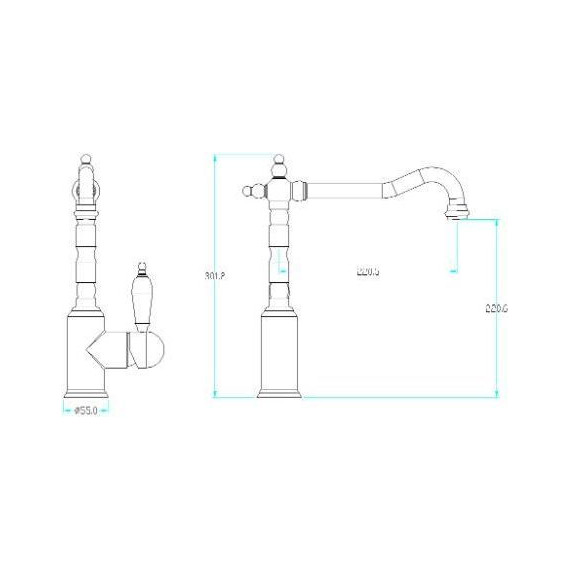 Смеситель для кухни Boheme Tradizionale Oro 102-SW, золото - фото 3