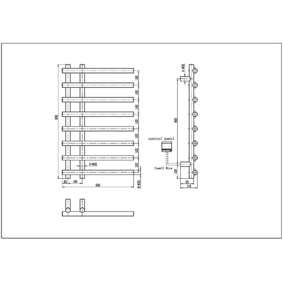 Полотенцесушитель электрический Boheme Uno П8 100х800 мм 722-NB, nickel brush - фото 2