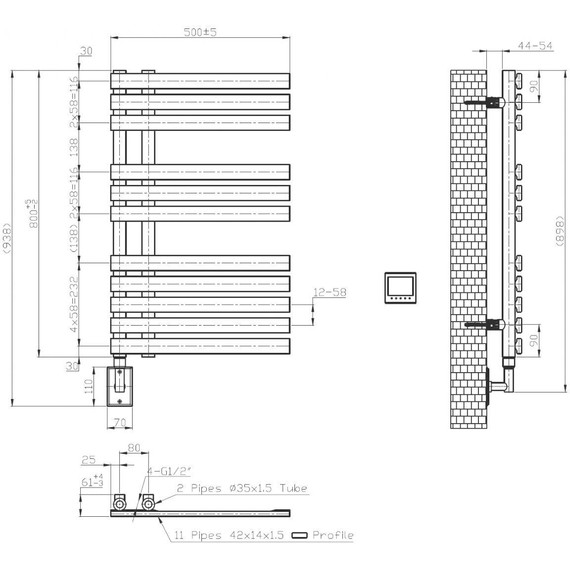 Полотенцесушитель электрический Boheme Venturo П11 80х900 мм 721-MW, matt white - фото 2