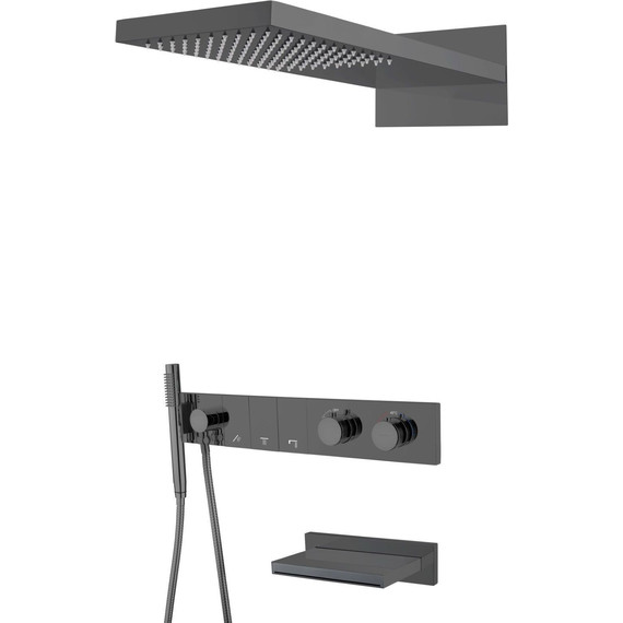 Душевая система для ванны с термостатом Boheme Zodiac 133-2-SGM, shine gun metal - фото 