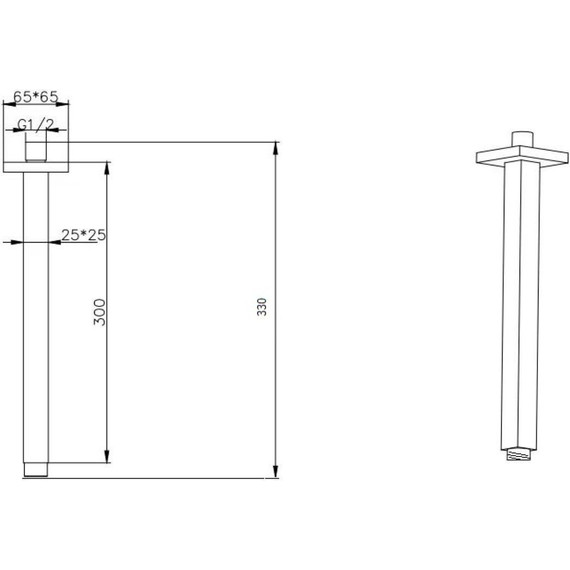 Кронштейн потолочный для верхнего душа Boheme Qubic 629-QUBIC-G, золото - фото 2