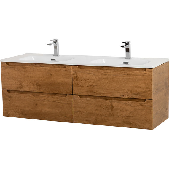 Тумба подвесная с раковиной BelBagno ETNA-1400-4C-SO-2-RN 140 см (раковина BB1400-2-ETL) Rovere Nature, Цвет фасада: Rovere Nature - фото 2