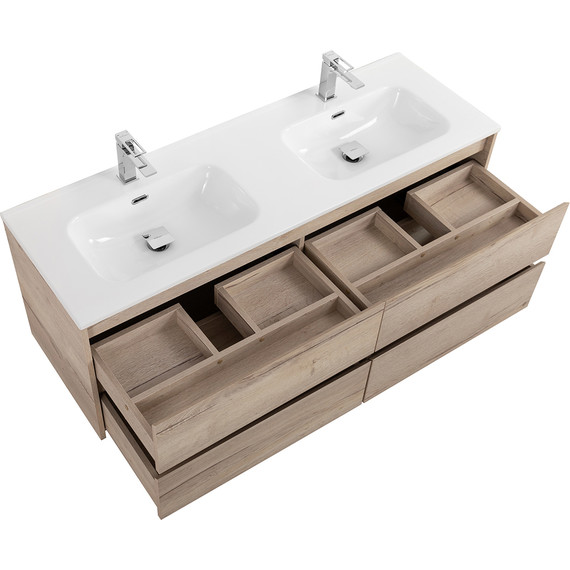 Тумба подвесная с раковиной BelBagno KRAFT-1400-4C-SO-2-RGB 140 см, Rovere Galifax Bianco - фото 6