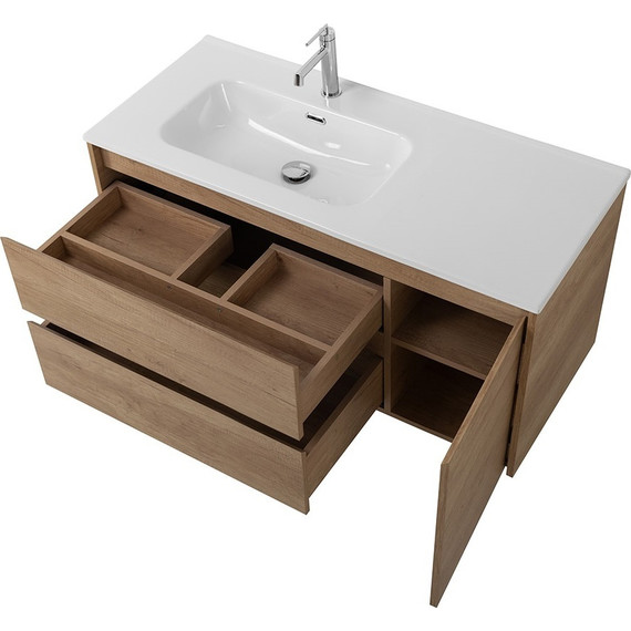 Тумба подвесная с раковиной BelBagno KRAFT-1000-2C-1A-SO-RNN-L 100 см, Rovere Nebrasca Nature - фото 7