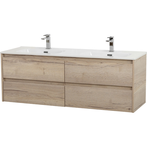 Тумба подвесная с раковиной BelBagno KRAFT-1400-4C-SO-2-RGB 140 см, Rovere Galifax Bianco - фото 2