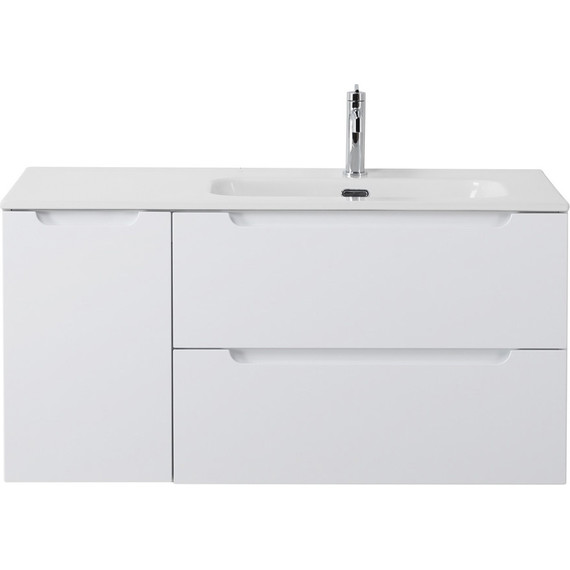 Тумба подвесная с раковиной BelBagno ETNA-1000-2C-1A-SO-BL-R 100 см (раковина BB1000ETL-R) Bianco Lucido, Цвет фасада: Bianco Lucido - фото 