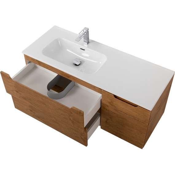 Тумба подвесная с раковиной BelBagno ETNA-1200-2C-1A-SO-RN-L 120 см (раковина BB1200ETL-L) Rovere Nature, Цвет фасада: Rovere Nature - фото 5