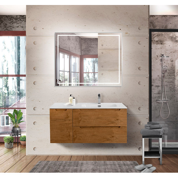 Тумба подвесная с раковиной BelBagno ETNA-1000-2C-1A-SO-RN-R 100 см (раковина BB1000ETL-R) Rovere Nature, Цвет фасада: Rovere Nature - фото 10