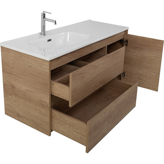 Тумба подвесная с раковиной BelBagno KRAFT-1000-2C-1A-SO-RNN-L 100 см, Rovere Nebrasca Nature - фото 9