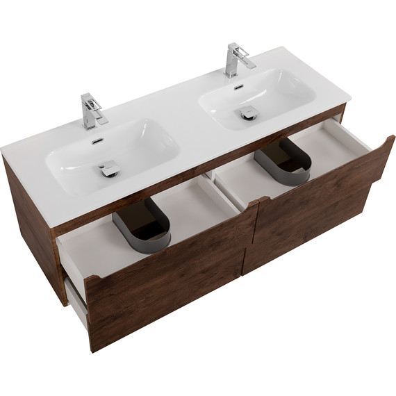 Тумба подвесная с раковиной BelBagno ETNA-1400-4C-SO-2-RW 140 см (раковина BB1400-2-ETL) Rovere Moro, Цвет фасада: Rovere Moro - фото 5