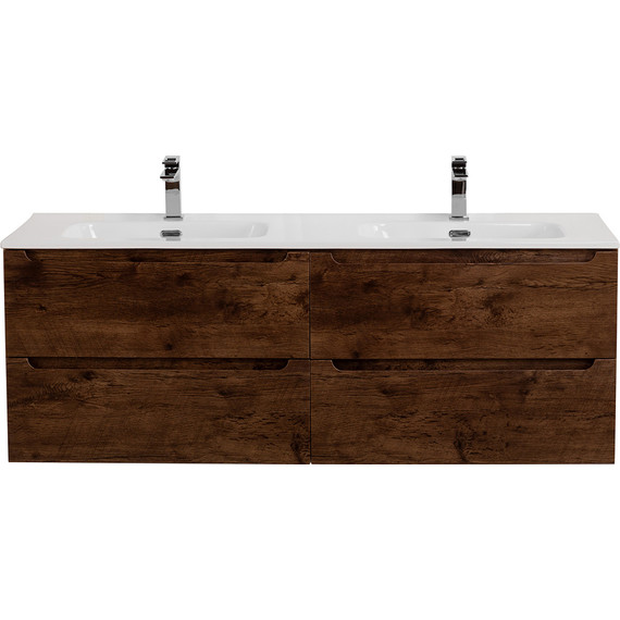 Тумба подвесная с раковиной BelBagno ETNA-1400-4C-SO-2-RW 140 см (раковина BB1400-2-ETL) Rovere Moro, Цвет фасада: Rovere Moro - фото 