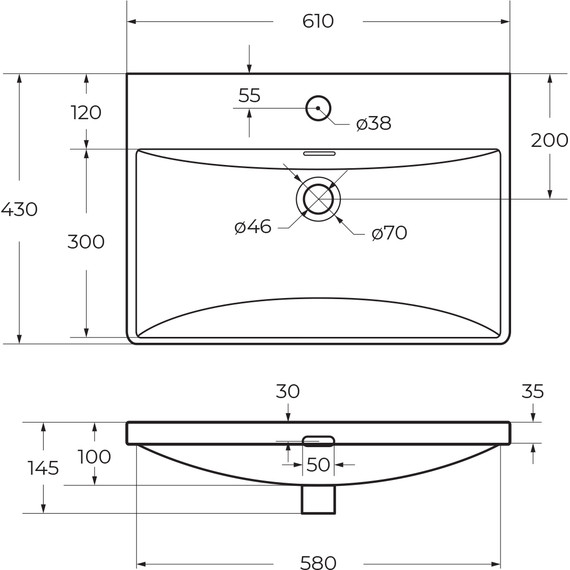 Тумба подвесная с раковиной BelBagno DUE-600-2C-SO-RN-P 60 см (2 ручки сатин) Rovere Nature, Цвет фасада: Rovere Nature - фото 14