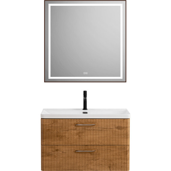 Тумба подвесная с раковиной BelBagno DUE-800-2C-SO-RN-P 80 см (2 ручки сатин) Rovere Nature, Цвет фасада: Rovere Nature - фото 11