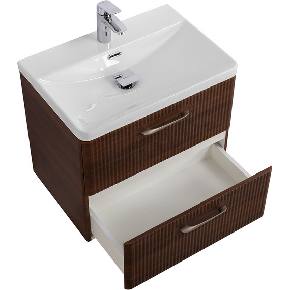 Тумба подвесная с раковиной BelBagno DUE-600-2C-SO-NOCE-P 60 см (2 ручки сатин) Noce, Цвет фасада: Noce - фото 3