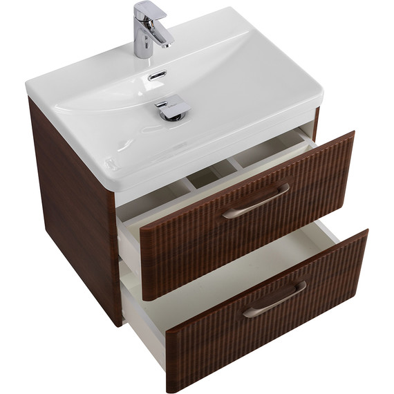 Тумба подвесная с раковиной BelBagno DUE-500-2C-SO-NOCE-P 50 см (2 ручки сатин) Noce, Цвет фасада: Noce - фото 5