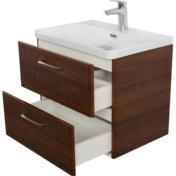 Тумба подвесная с раковиной BelBagno DUE-500-2C-SO-NOCE-P 50 см (2 ручки сатин) Noce, Цвет фасада: Noce - фото 6