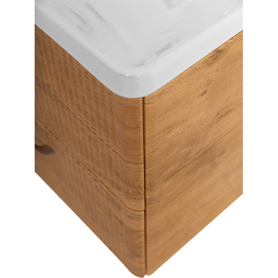 Тумба подвесная с раковиной BelBagno DUE-500-2C-SO-RN-P 50 см (2 ручки сатин) Rovere Nature, Цвет фасада: Rovere Nature - фото 7