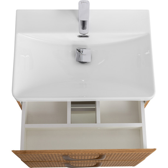 Тумба подвесная с раковиной BelBagno DUE-500-2C-SO-RN-P 50 см (2 ручки сатин) Rovere Nature, Цвет фасада: Rovere Nature - фото 4