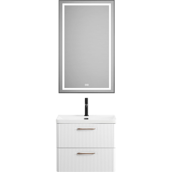 Тумба подвесная с раковиной BelBagno DUE-600-2C-SO-BM-P 60 см (2 ручки сатин) белый металлик, Цвет фасада: Белый металлик - фото 11