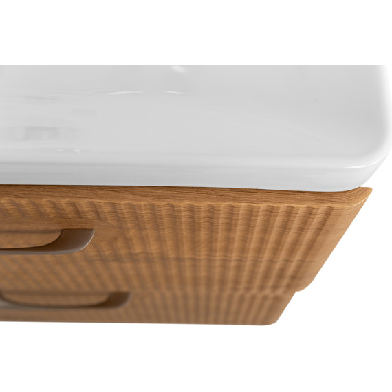 Тумба подвесная с раковиной BelBagno DUE-500-2C-SO-RN-P 50 см (2 ручки сатин) Rovere Nature, Цвет фасада: Rovere Nature - фото 6