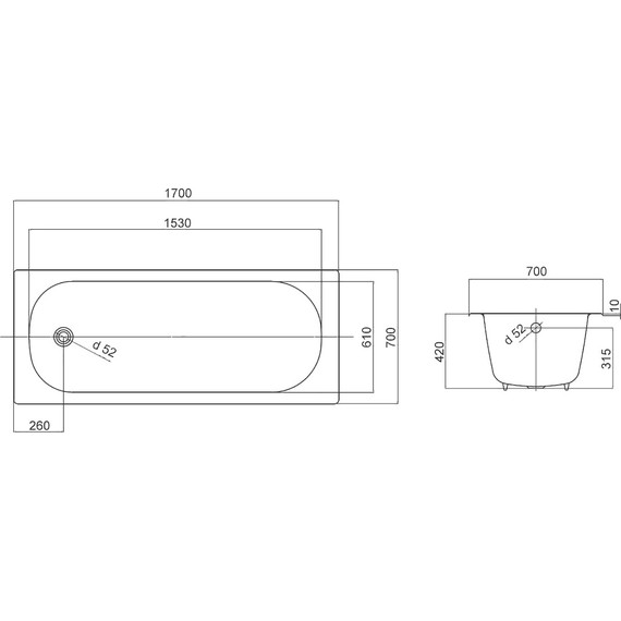 Ванна чугунная Azario Vivian 170х70 см Vivian с ножками в комплекте - фото 10