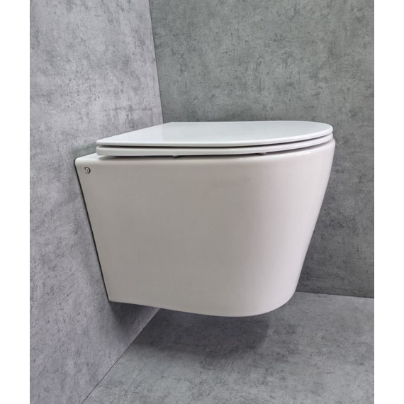 Унитаз подвесной CeramaLux Rimless TR5178 с крышкой микролифт (Система смыва торнадо), Цвет производителя: белый - фото 2