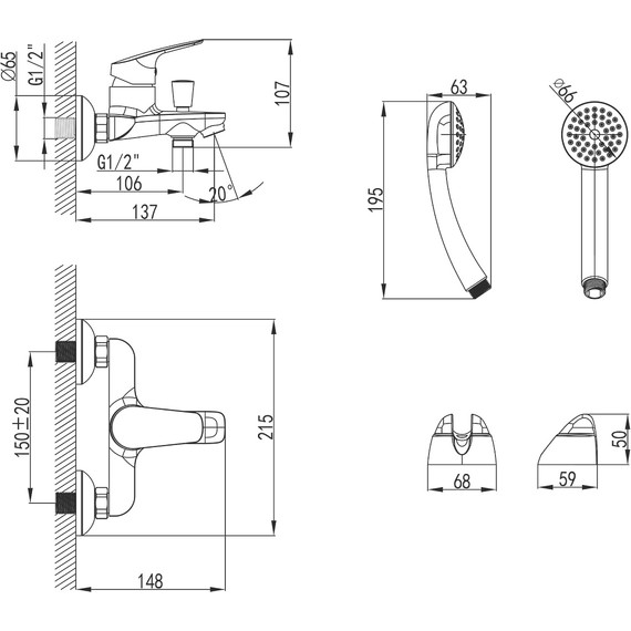 Смеситель для ванны Azario AZ-HU245906 - фото 6