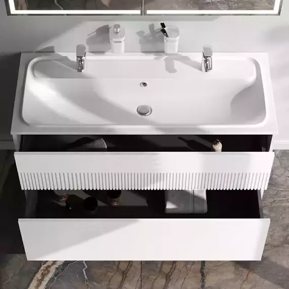 Тумба подвесная с раковиной AM.PM Func 120 см M8FFUX1202WM, белый матовый, Цвет фасада: белый матовый - фото 2