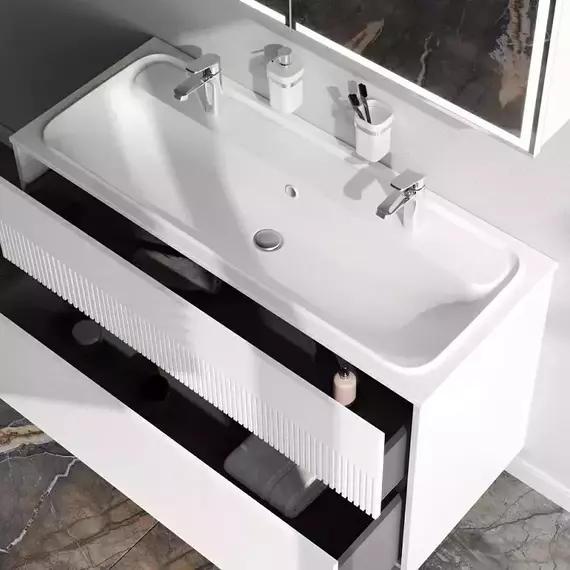 Тумба подвесная с раковиной AM.PM Func 120 см M8FFUX1202WM, белый матовый, Цвет фасада: белый матовый - фото 3