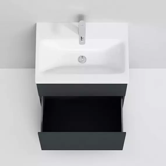 Тумба с раковиной AM.PM Gem 60 см M90FSX06022GM32, графит матовый, Цвет фасада: графит матовый - фото 2