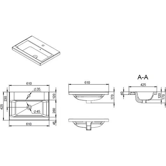 Тумба с раковиной AM.PM Gem 60 см M90FSX06022GM32, графит матовый, Цвет фасада: графит матовый - фото 6