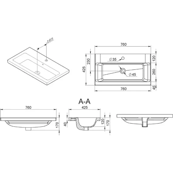 Тумба напольная с раковиной AM.PM Gem 75 см M90FSX0752HF, орех, Цвет фасада: тёмное дерево - фото 10