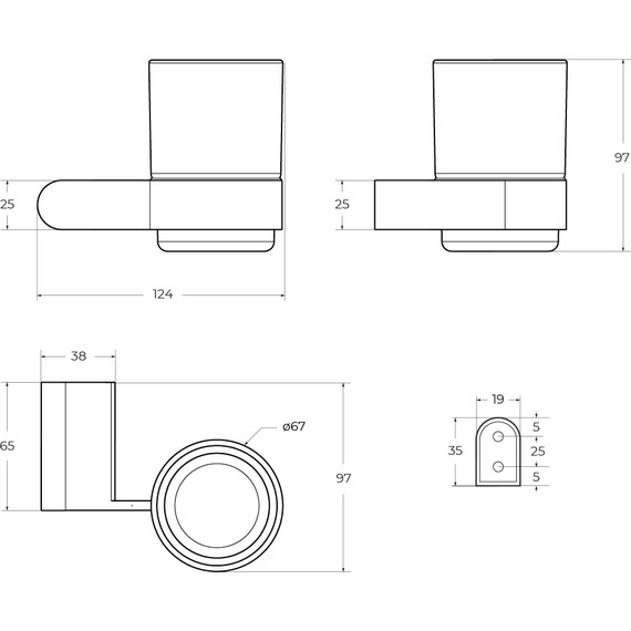 Стакан для зубных щеток Cezares Stylus STYLUS-TUMS-NOP, цвет чёрный матовый - фото 3