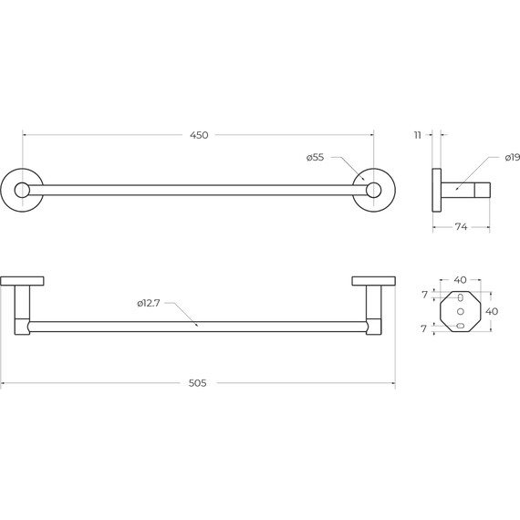 Полотенцедержатель Cezares Relax RELAX-TH-50-NOP, цвет чёрный матовый - фото 2