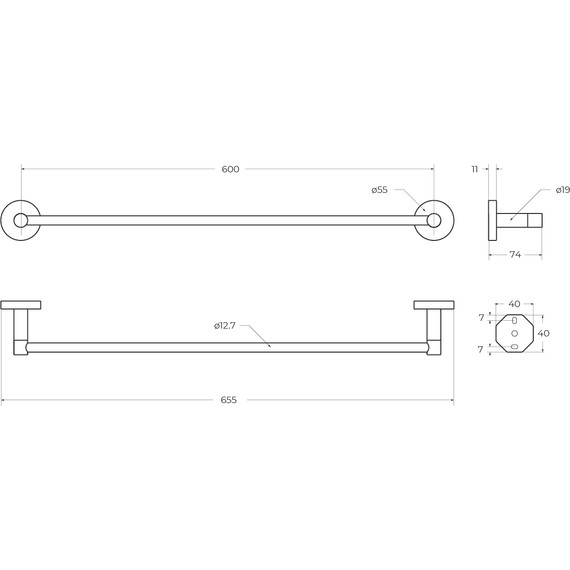 Полотенцедержатель Cezares Relax RELAX-TH-65-IN, цвет сатин - фото 2