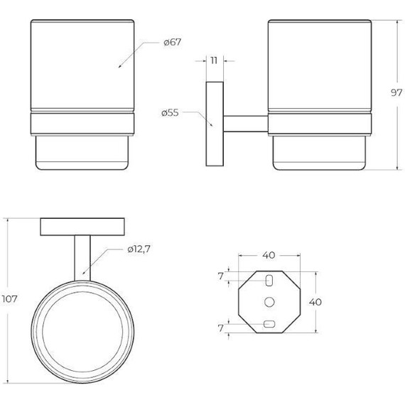 Стакан для зубных щеток Cezares Relax RELAX-TUMS-BORO, цвет брашированное золото - фото 3