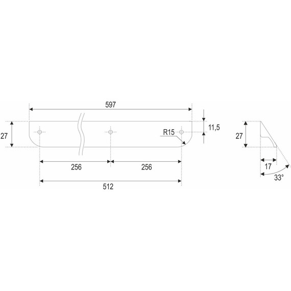 Ручка для мебельной тумбы Cezares Eco 60 см RS156BL.3/512(1 шт) чёрный матовый - фото 4