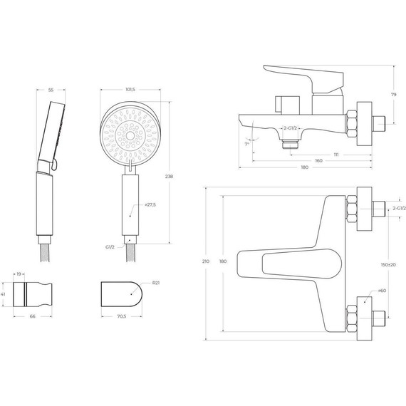 Смеситель для ванны BelBagno ANCONA-VAS/DFS-CRM - фото 2
