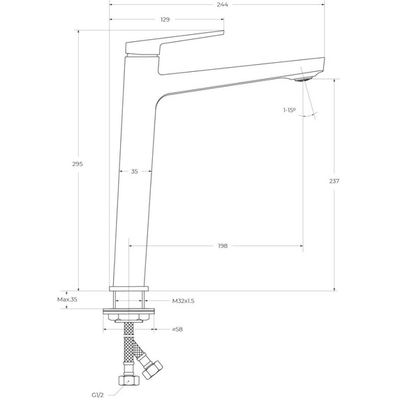 Смеситель для раковины высокий BelBagno ARDENTE-LMC-CRM-W0 - фото 7