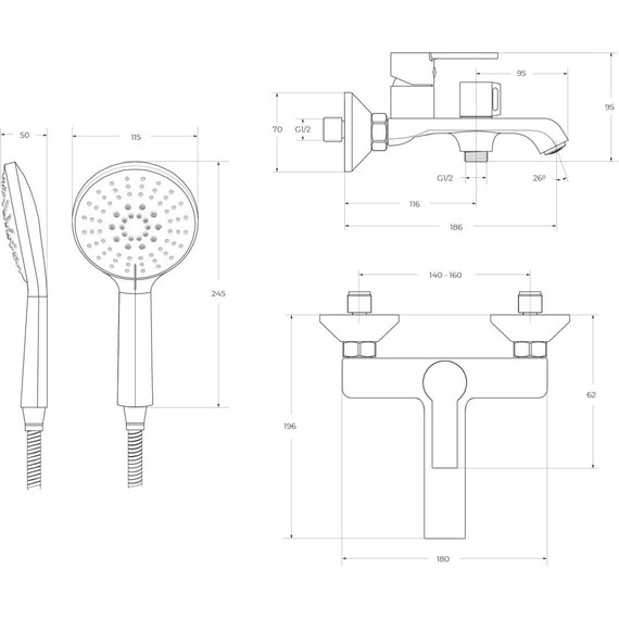 Смеситель для ванны BelBagno AURORA-VASM-CRM - фото 10