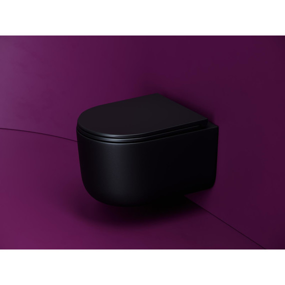 Унитаз подвесной безободковый Ceramicanova Ulma CN4006TMB с тонкой крышкой микролифт, чёрный матовый, Цвет производителя: чёрный матовый - фото 2