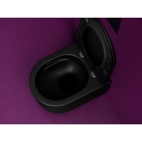 Унитаз подвесной безободковый Ceramicanova Ulma CN4006TMB с тонкой крышкой микролифт, чёрный матовый, Цвет производителя: чёрный матовый - фото 7