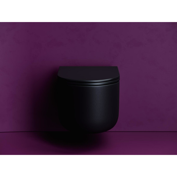 Унитаз подвесной безободковый Ceramicanova Ulma CN4006TMB с тонкой крышкой микролифт, чёрный матовый, Цвет производителя: чёрный матовый - фото 9