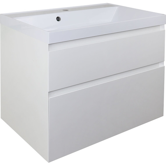 Тумба подвесная с раковиной Azario Velluto 80 см CS00088603, белый матотвый - фото 