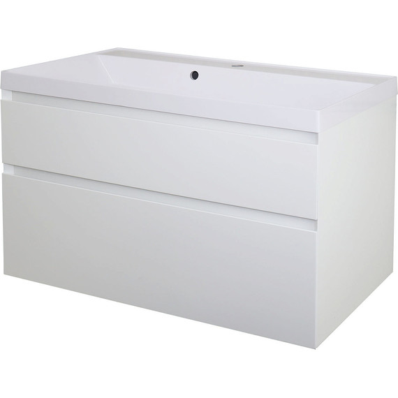 Тумба подвесная с раковиной Azario Velluto 100 см CS00088604, белый матотвый - фото 