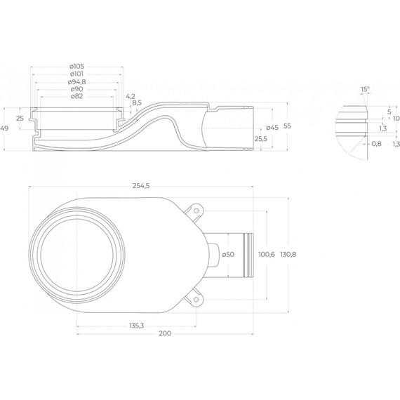 Трап Belbagno Luce 70 см BB-LD-LUCE-70-BIANCO, белый матовый (под плитку), Цвет производителя: белый матовый, Размер трапа: 650 - фото 4