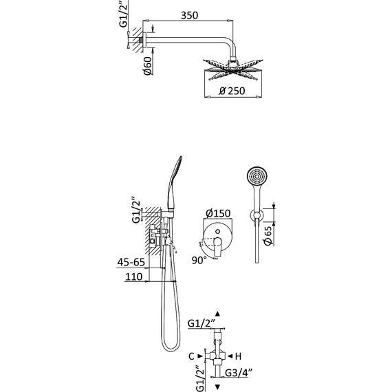 Душевая система для душа Cezares NAUTIC-DSIP-01, Цвет производителя: хром - фото 2
