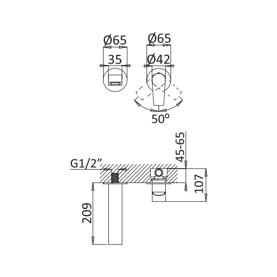 Смеситель для раковины настенный Cezares NAUTIC-BLI2-01-W0 (со скрытой частью), Цвет производителя: хром - фото 2