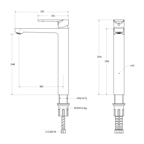 Смеситель для раковины высокий Cezares STYLUS-LC-NOP-W0, чёрный матовый, Цвет производителя: чёрный матовый - фото 4